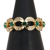 K18YG イエローゴールド エメラルド0.20ct ダイヤ0.09ct リング 指輪 レディース 7.5号 【中古】